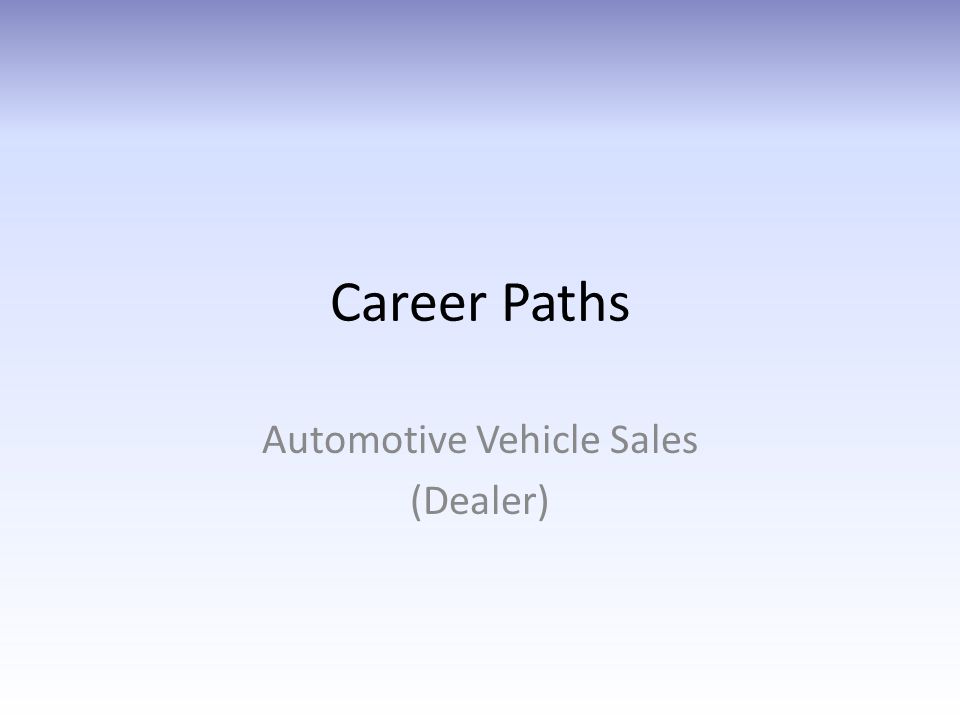 Career Paths Automotive Sector. Career Path: 3 Sub-sectors Auto AUTOMOTIVE  R&D AND MANUFACTURING AUTOMOTIVE SALES & SERVICE ROAD TRANSPORTATION Inter- Sector. - ppt download