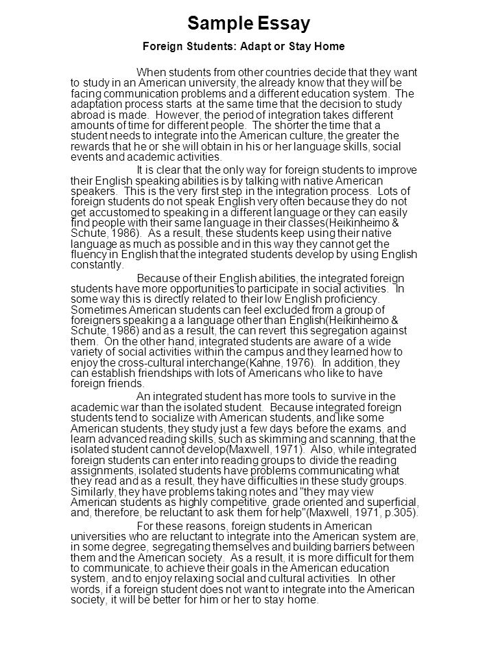 American university essay sample