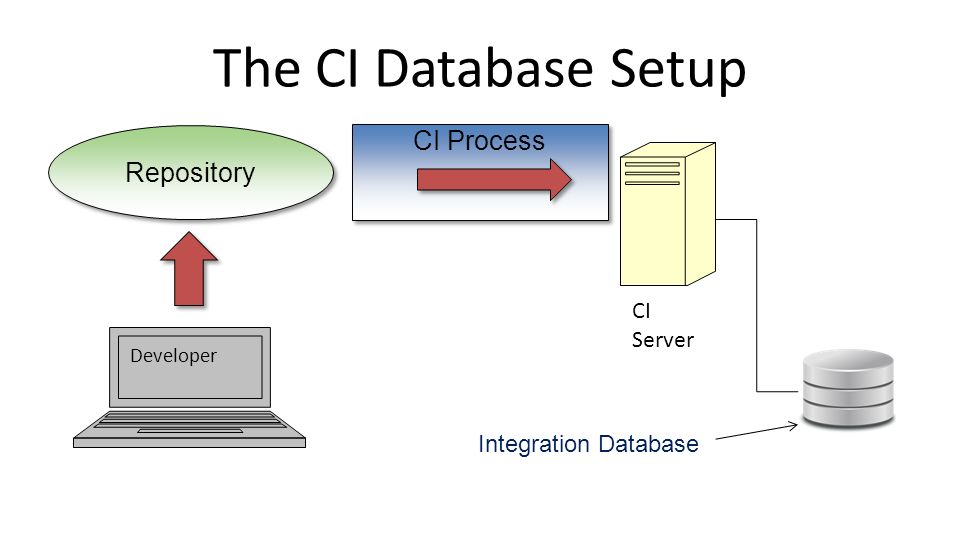 CI Process The CI Database Setup Developer CI Server Repository Integration Database