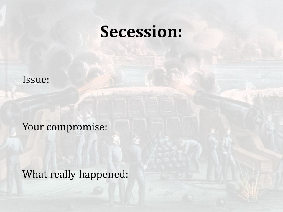 Secession: Issue: Your compromise: What really happened: