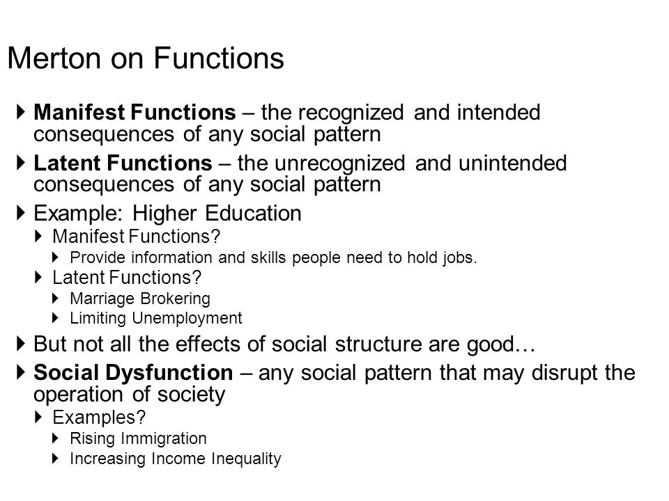 manifest and latent functions of education