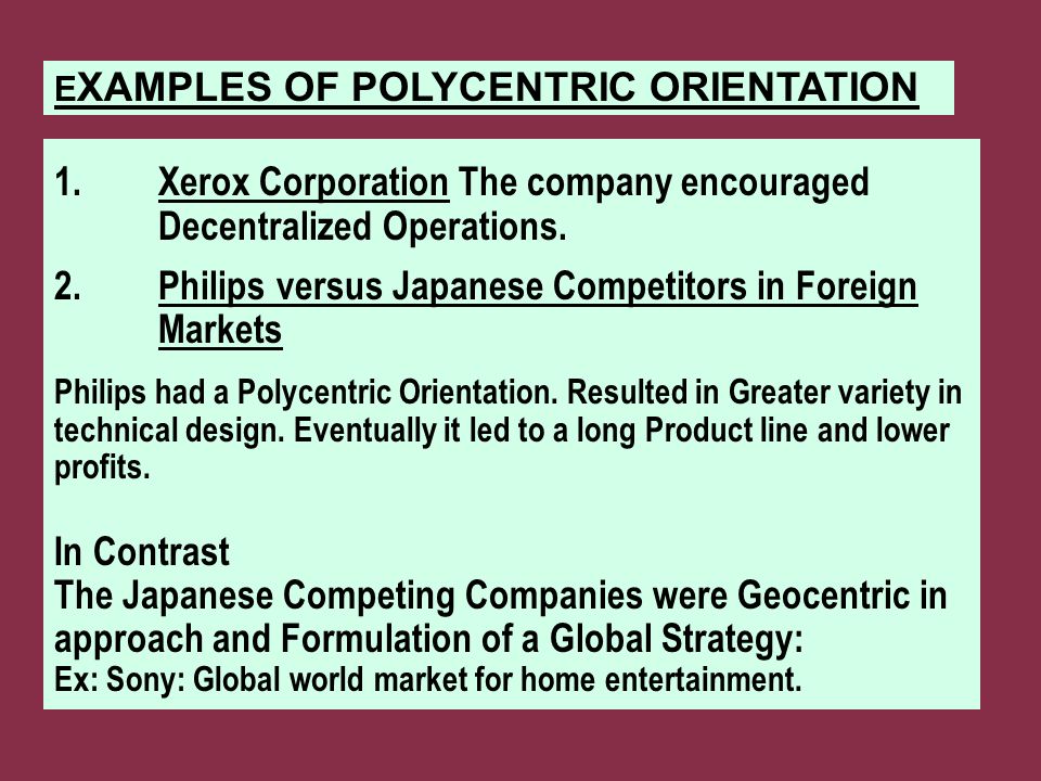 what is polycentric orientation