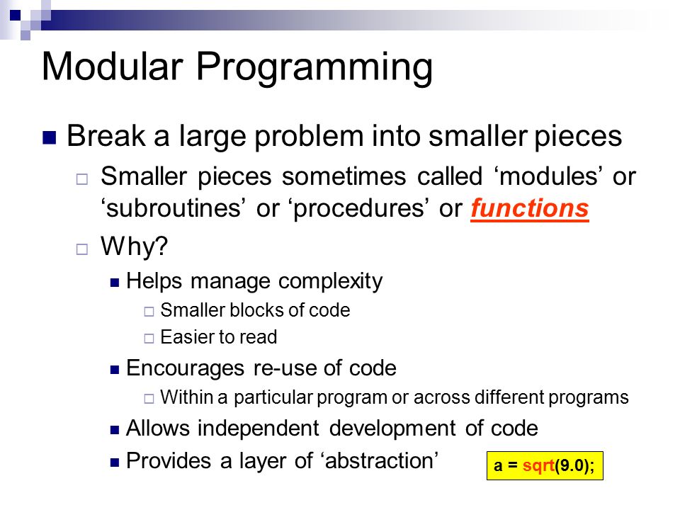 Lecture 7: Modular Programming (functions) B Burlingame 05 October, ppt ...