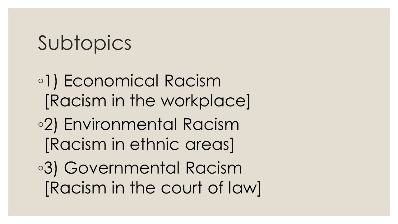 subtopics of racism
