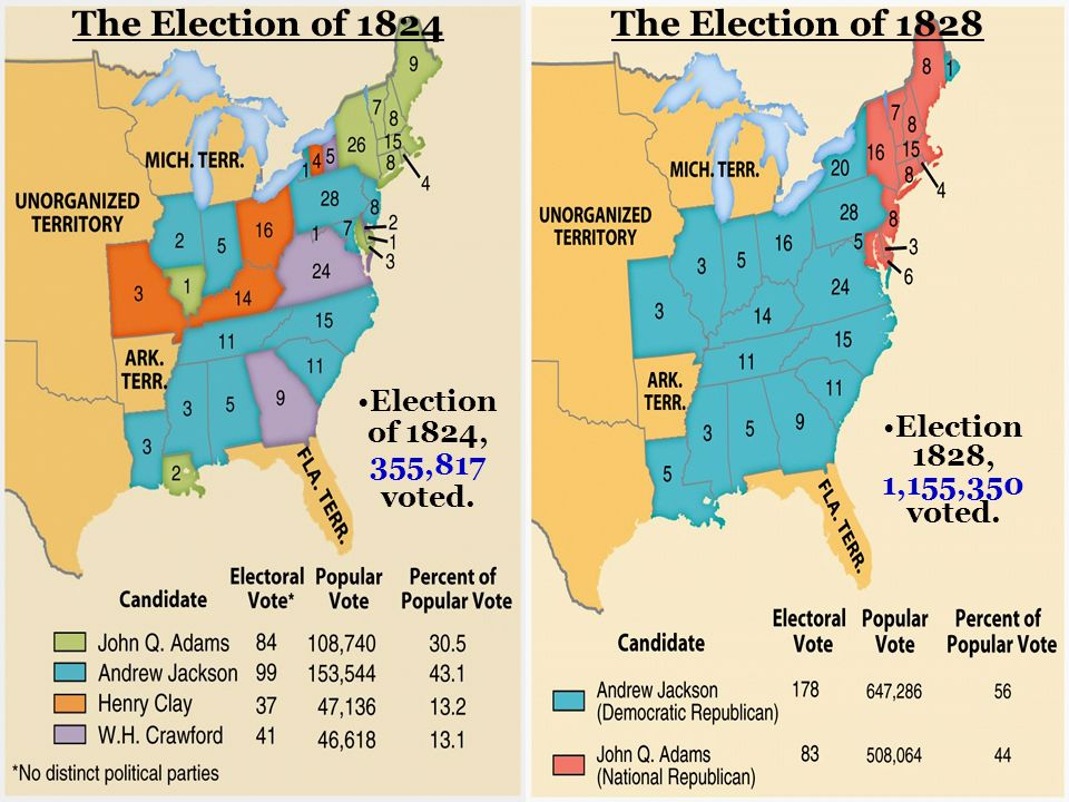 The Election of 1824The Election of 1828 Election of 1824, 355,817 voted.