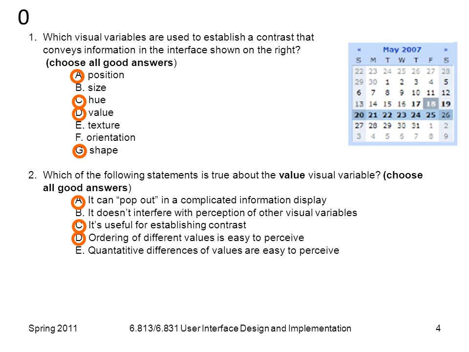 1.Which visual variables are used to establish a contrast that conveys information in the interface shown on the right.