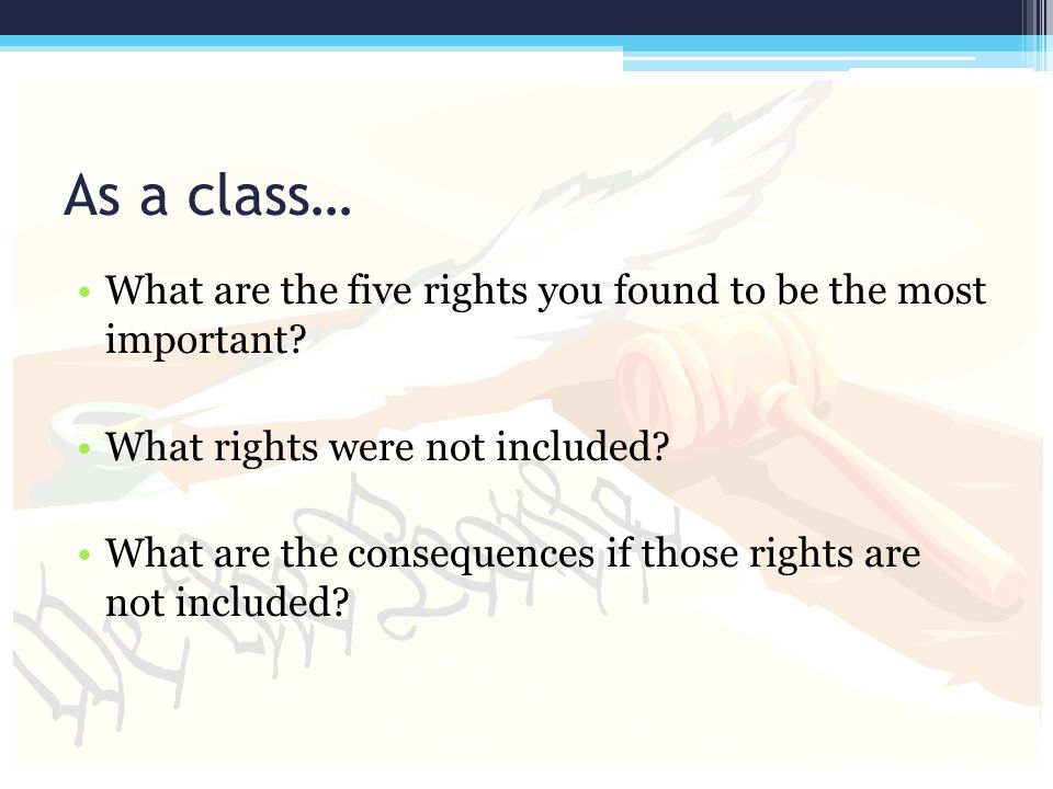 As a class… What are the five rights you found to be the most important.