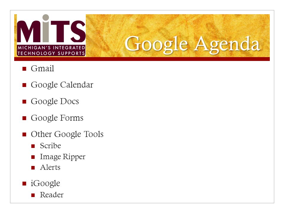 Google Agenda Gmail Google Calendar Google Docs Google Forms Other Google Tools Scribe Image Ripper Alerts iGoogle Reader