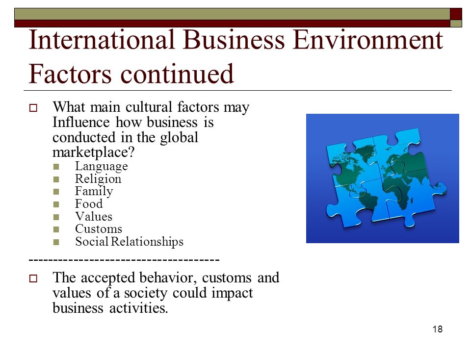 what cultural factors affect international business activities