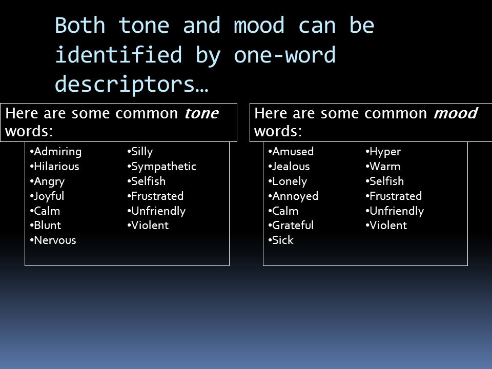 OBJECTIVES: What is Tone? What is Mood? How are Tone and Mood Effective in  Writing? - ppt download