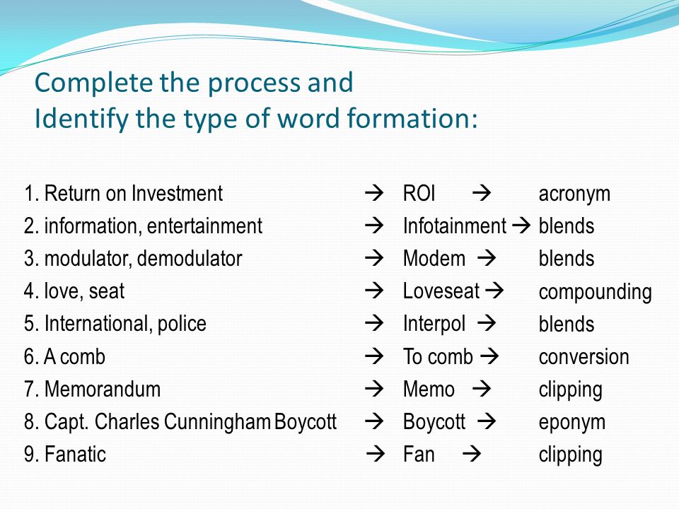 Word formation 7. Types of Word formation. Word formation process. Compounding Word formation. Major Types of Word formation.