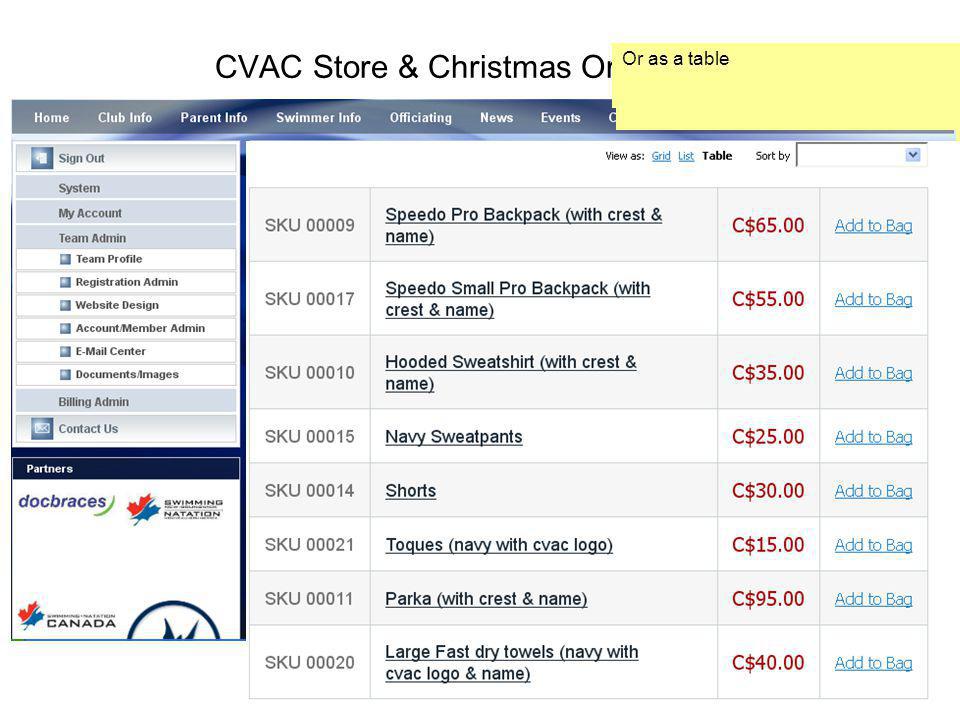 CVAC Store & Christmas Order Which brings you to the Christmas Order page, scroll down to see all the items that are available.