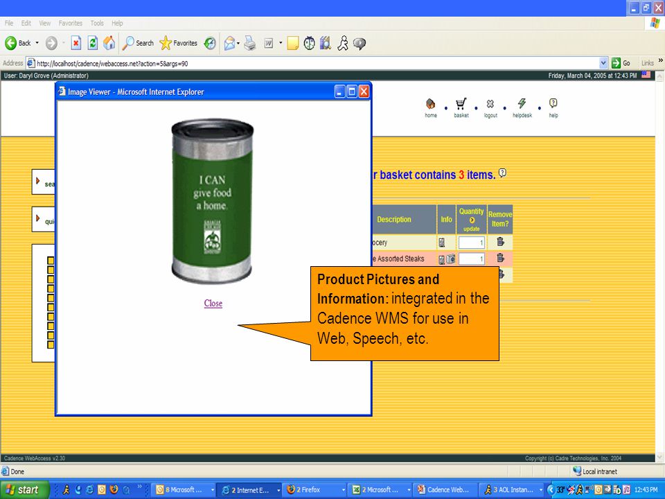 Product Pictures and Information: integrated in the Cadence WMS for use in Web, Speech, etc.