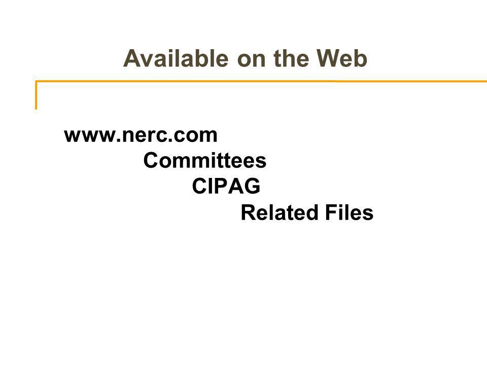 Available on the Web   Committees CIPAG Related Files