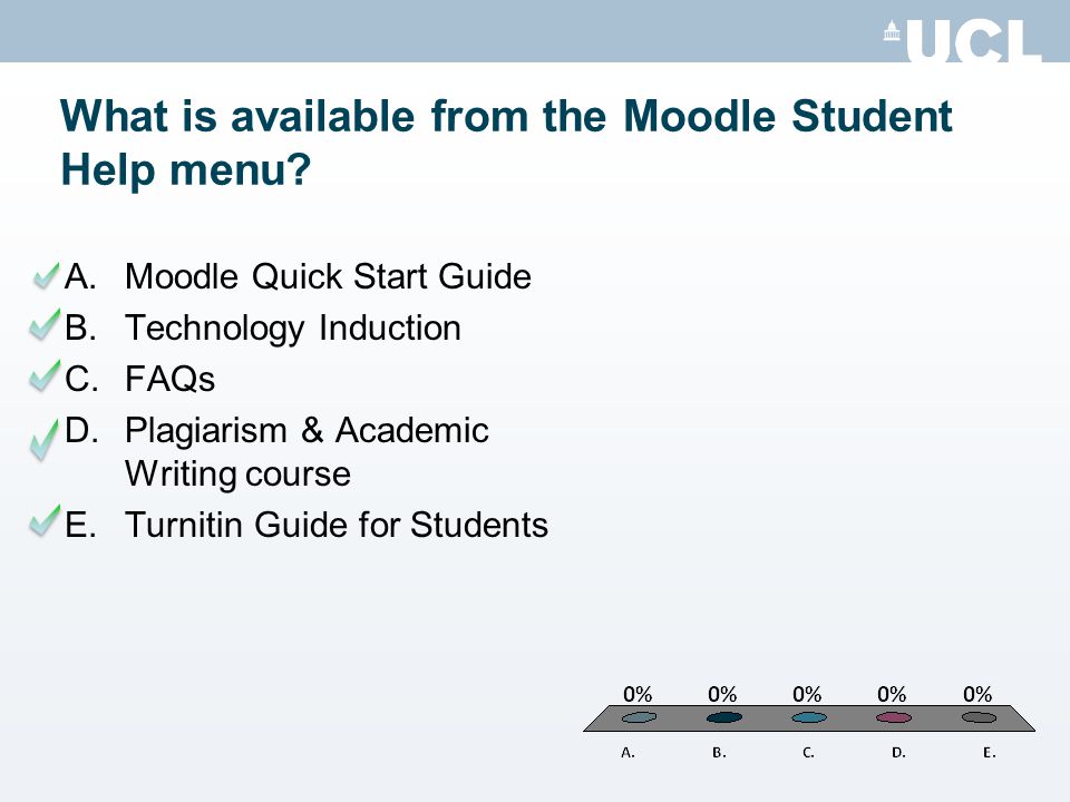What is available from the Moodle Student Help menu.