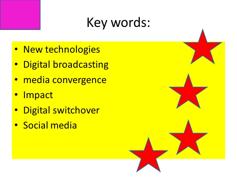 Key words: New technologies Digital broadcasting media convergence Impact Digital switchover Social media