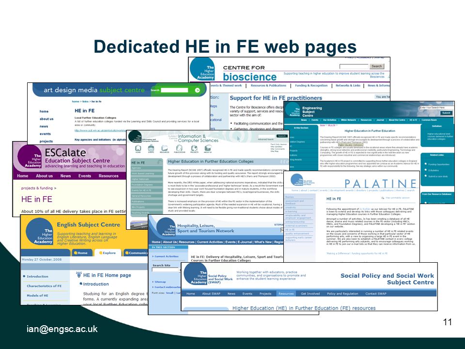 11 Dedicated HE in FE web pages