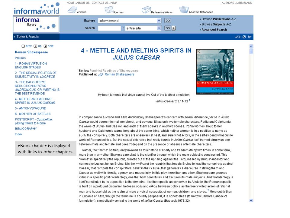 eBook chapter is displayed with links to other chapters.