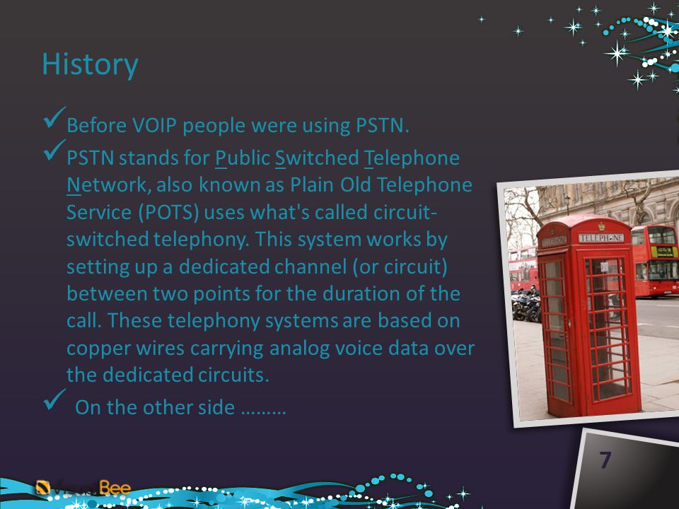 History Before VOIP people were using PSTN.