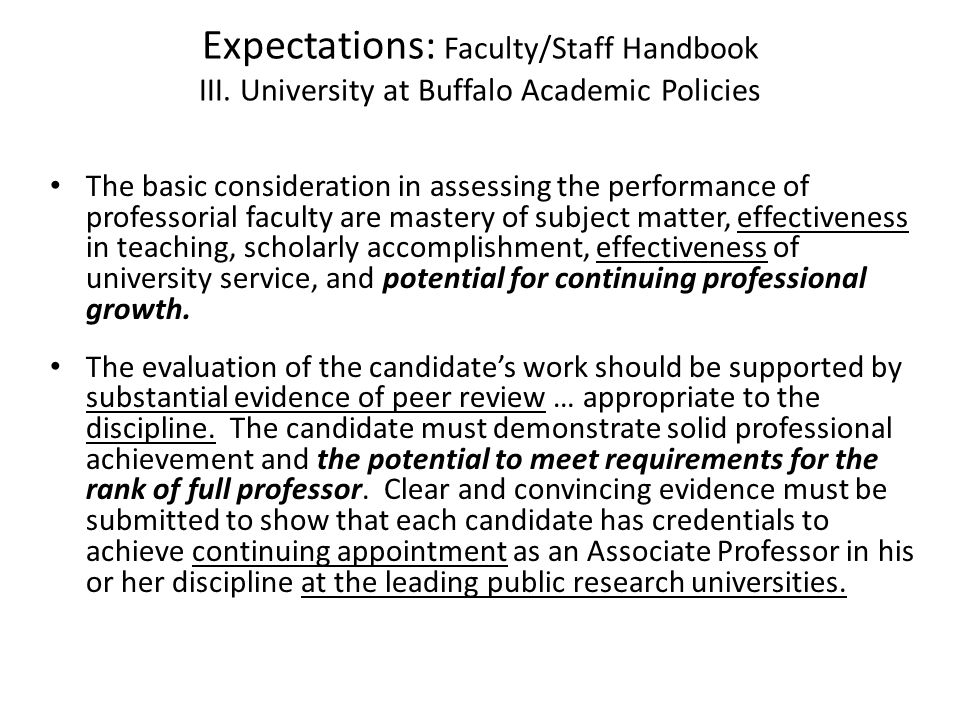 Expectations: Faculty/Staff Handbook III.