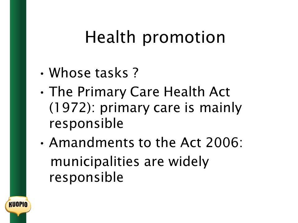 Health promotion Whose tasks .