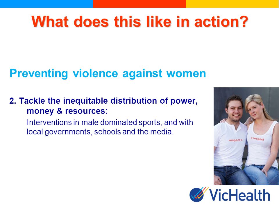 What does this like in action. Preventing violence against women 2.