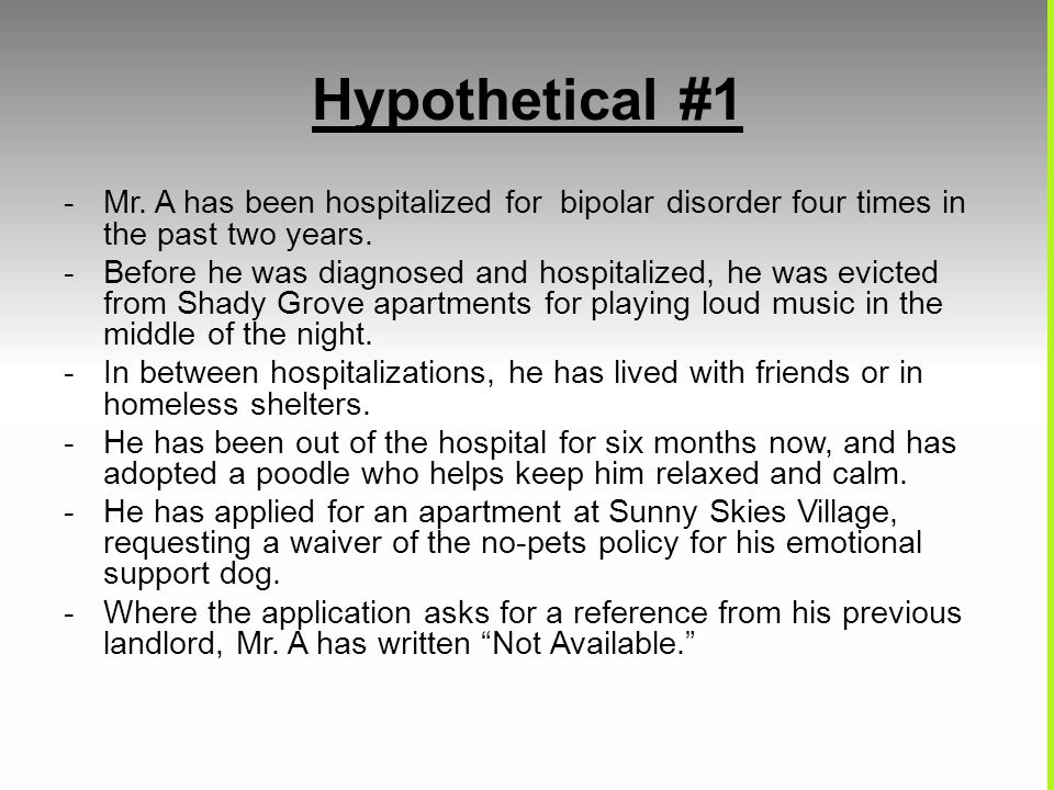 Hypothetical #1 - Mr.