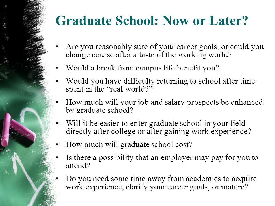 Graduate School: Now or Later.