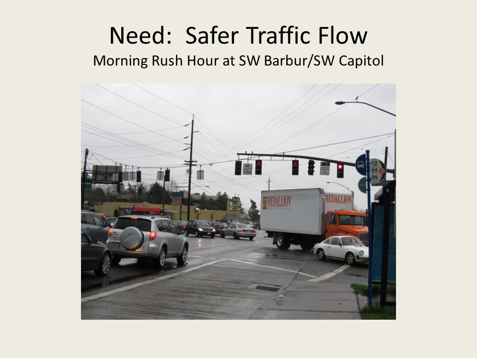 Need: Safer Traffic Flow Morning Rush Hour at SW Barbur/SW Capitol