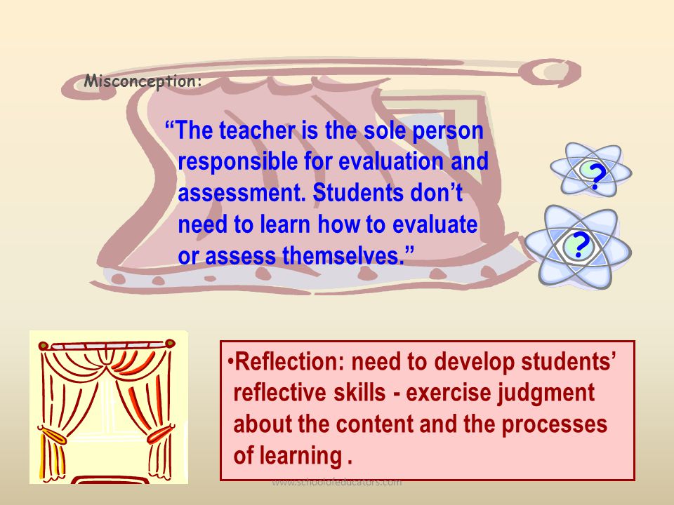 The teacher is the sole person responsible for evaluation and assessment.