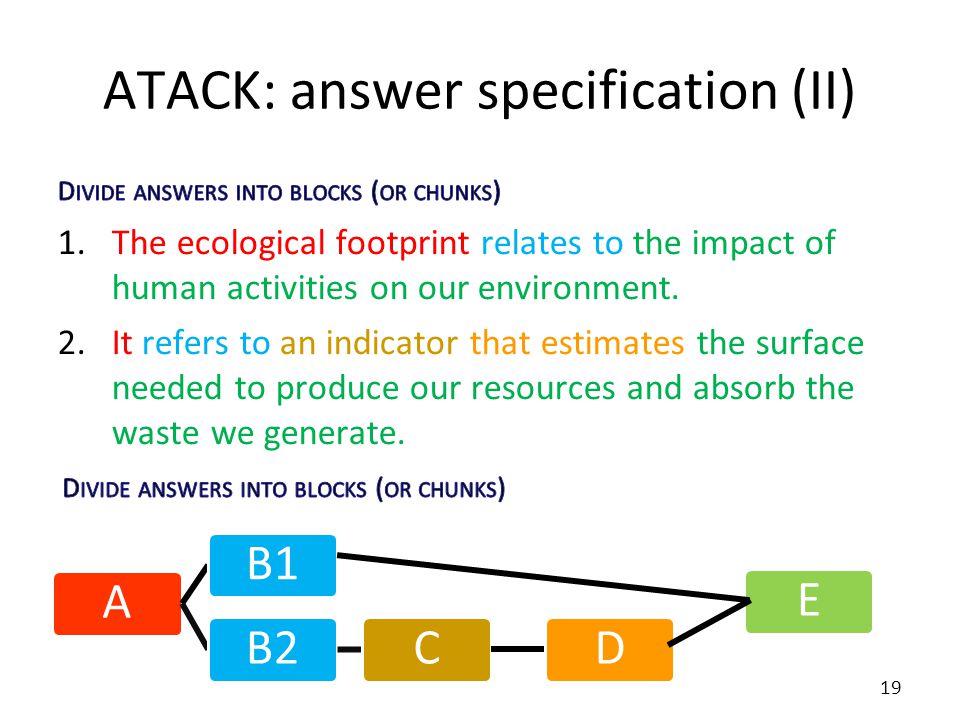 ATACK: answer specification (II) 19