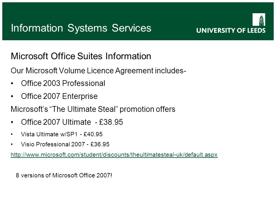 Information Systems Services Microsoft Office 2007 Rollout Project