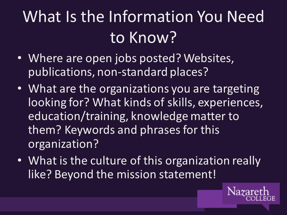 What Is the Information You Need to Know. Where are open jobs posted.
