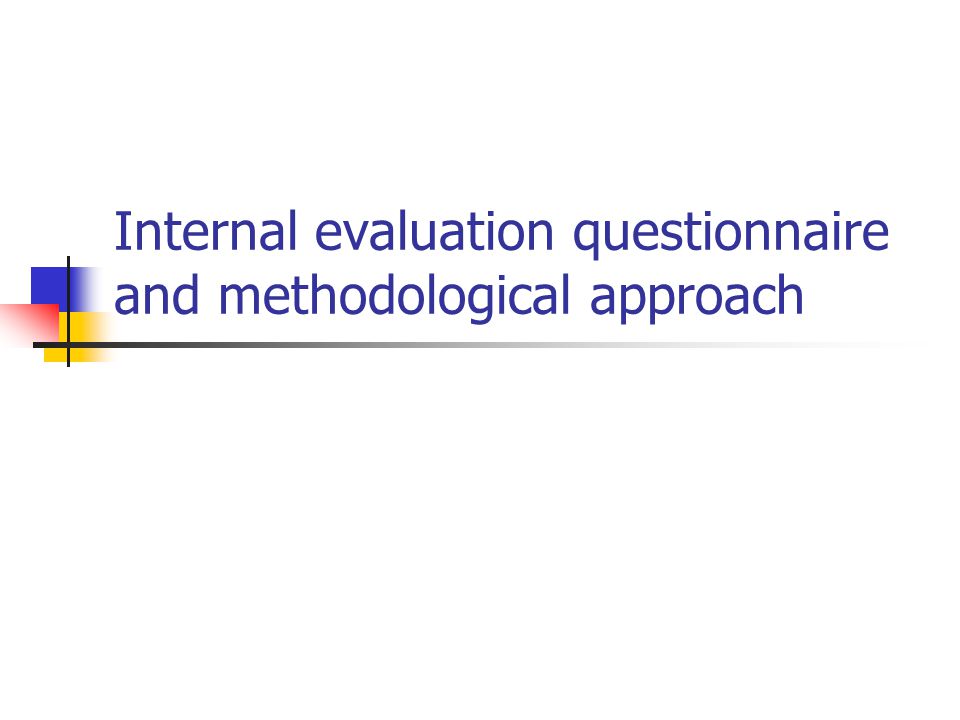 Internal evaluation questionnaire and methodological approach