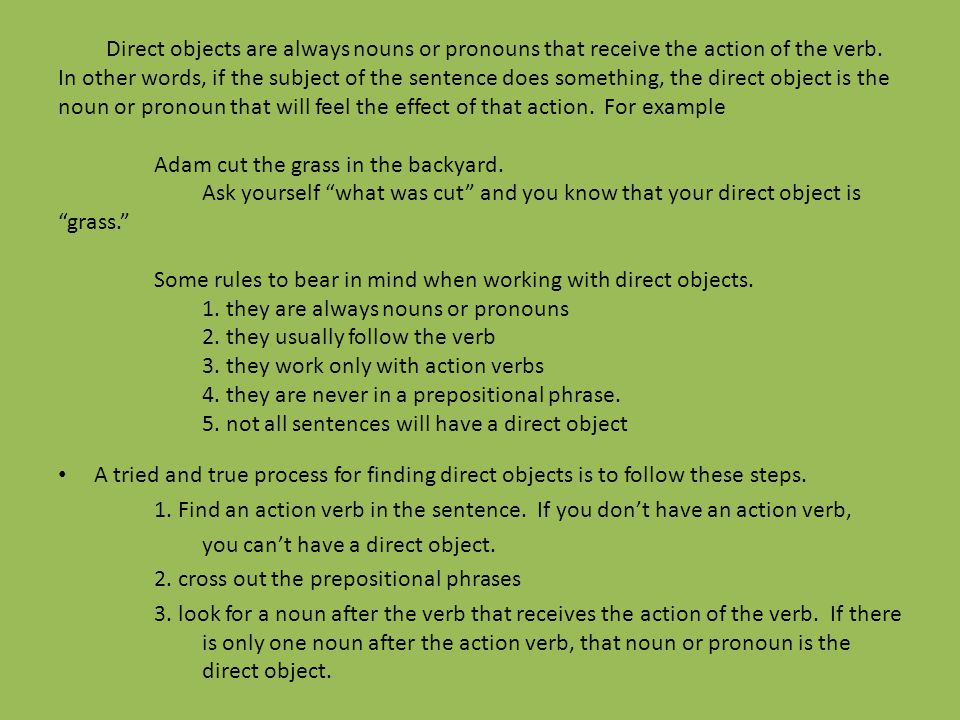 Direct Objects And Indirect Objects To Understand This
