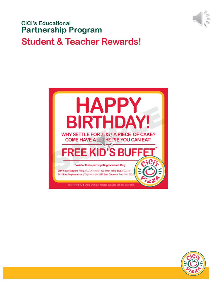 Birthday card for EVERY student - (A free kid meal redeemable during their birthday month)