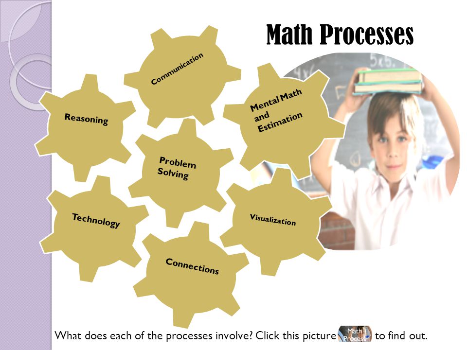 Reasoning Technology Connections Visualization Mental Math and Estimation Problem Solving Communication Math Processes What does each of the processes involve.