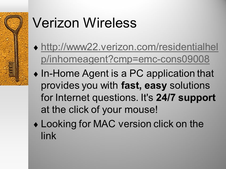 should verizon in home agent be going to the wireless login