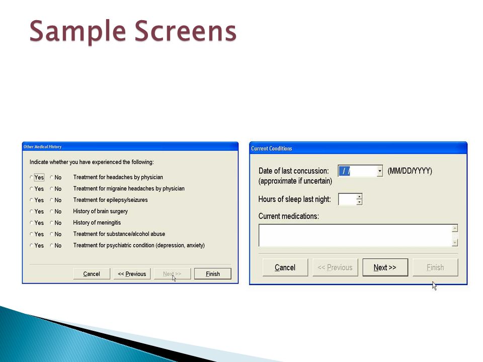 Sample Screens