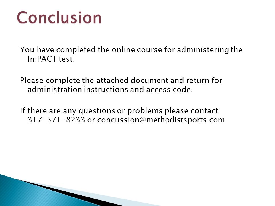You have completed the online course for administering the ImPACT test.