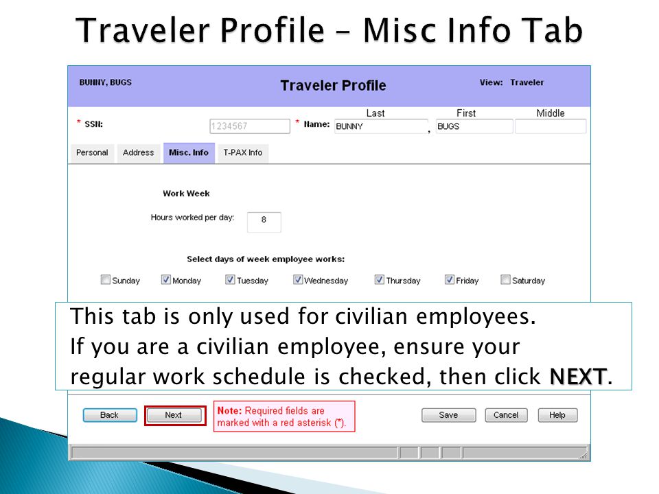 This tab is only used for civilian employees.