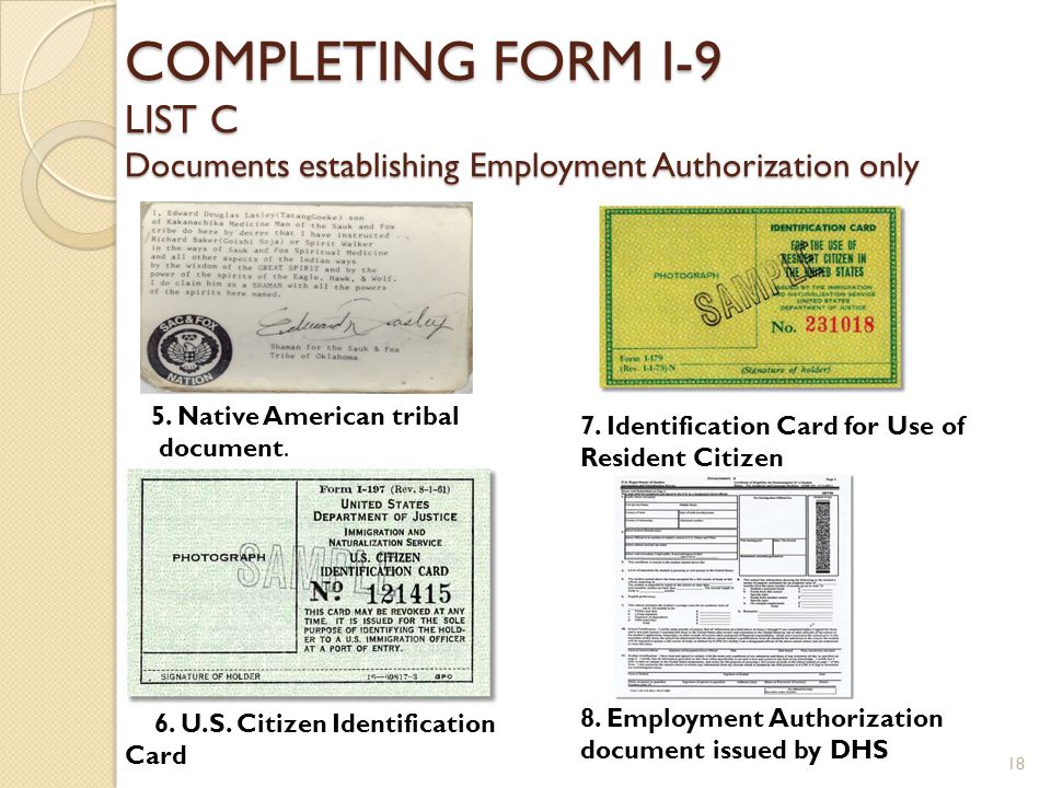 Form I 9 Employment Eligibility Verification Form Ppt Download