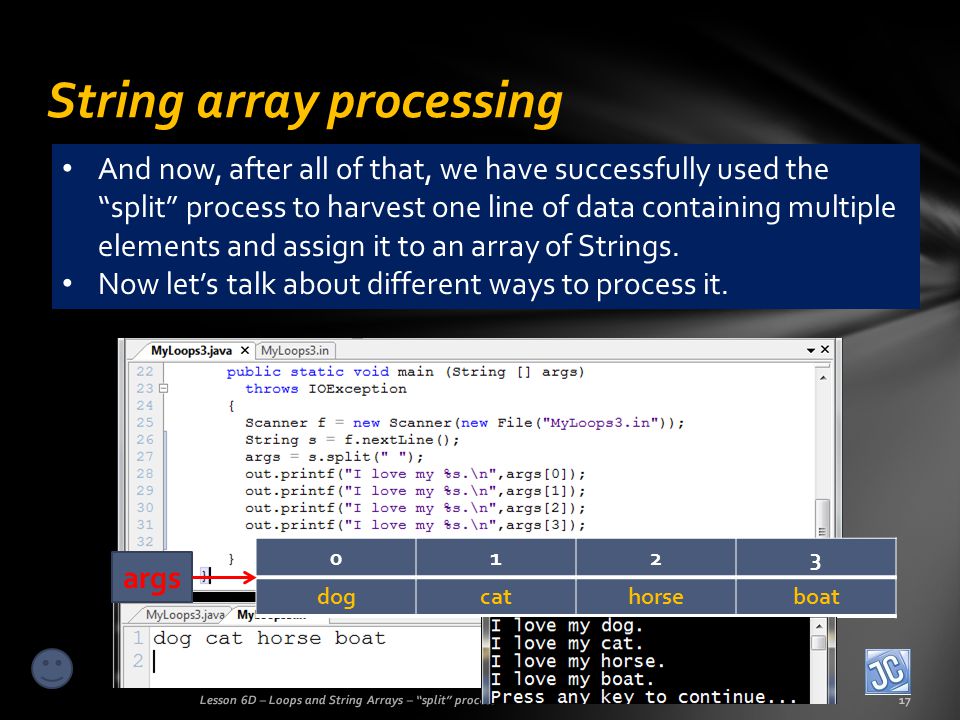 Lesson 6D – Loops and String Arrays – split process By John B. Owen All  rights reserved © ppt download