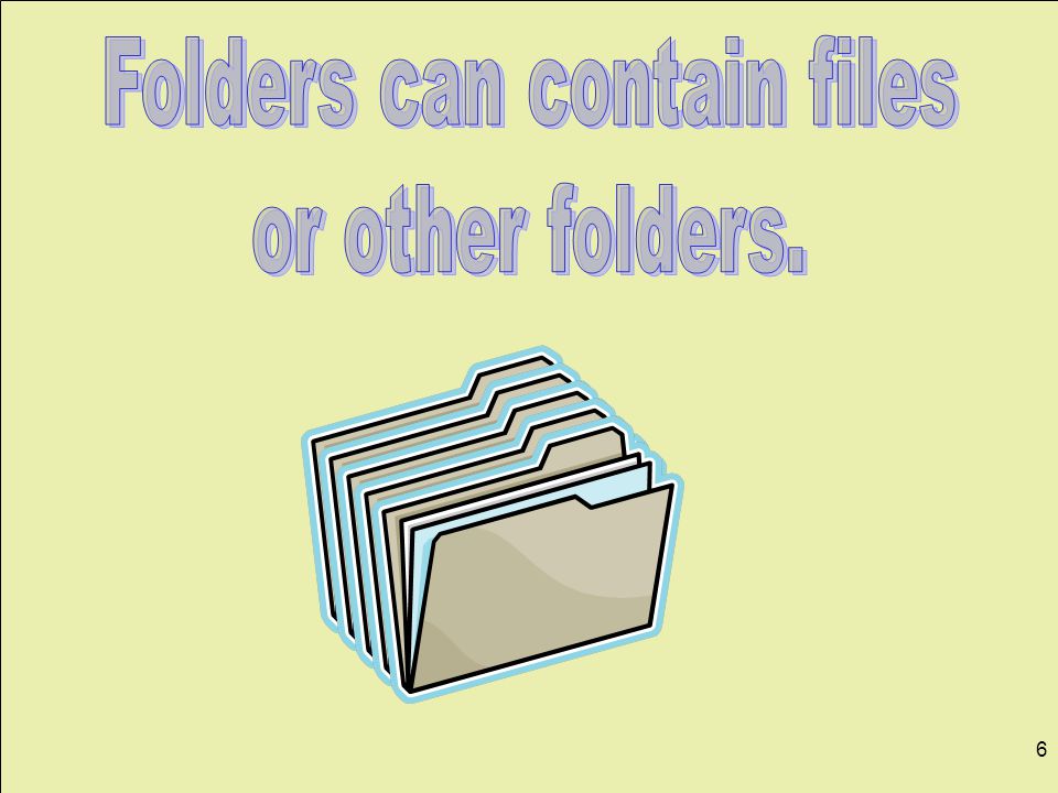 5 My Documents Files are ALWAYS organized in folders.
