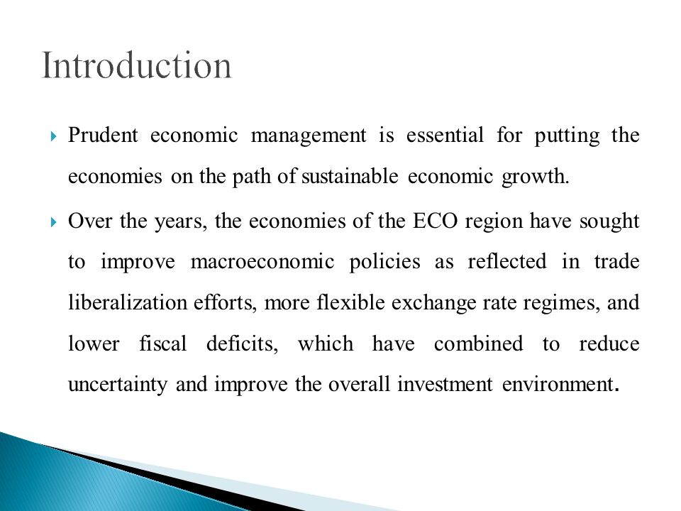 Prudent economic management is essential for putting the economies on the path of sustainable economic growth.