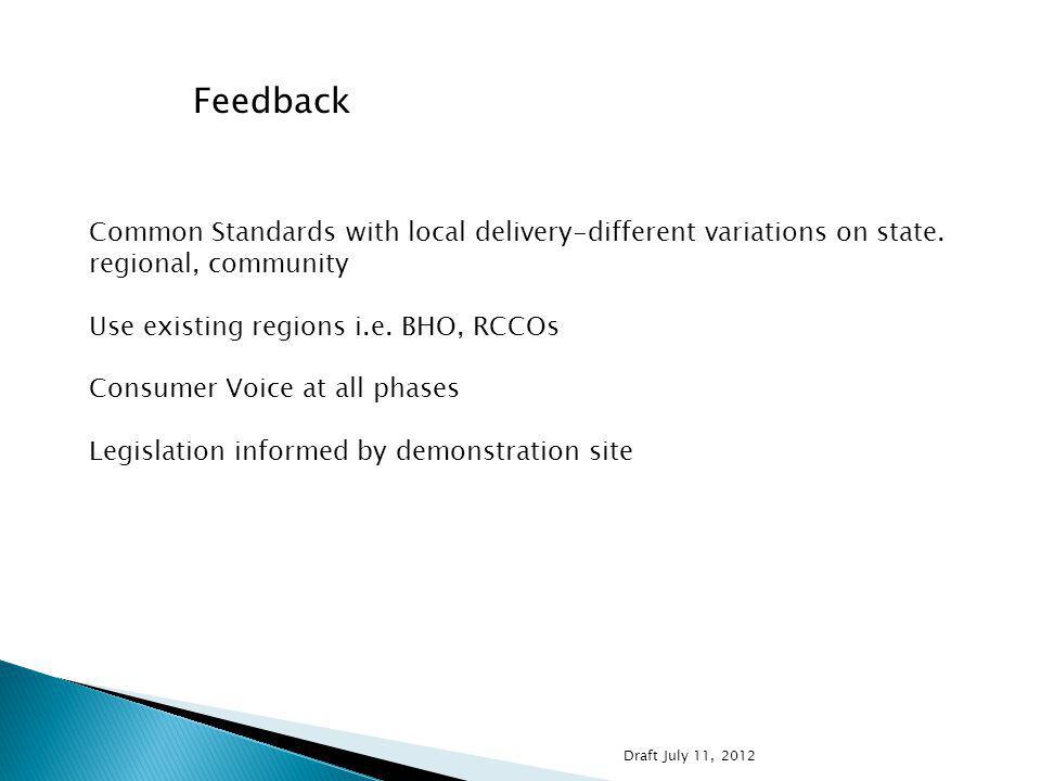 Feedback Common Standards with local delivery-different variations on state.