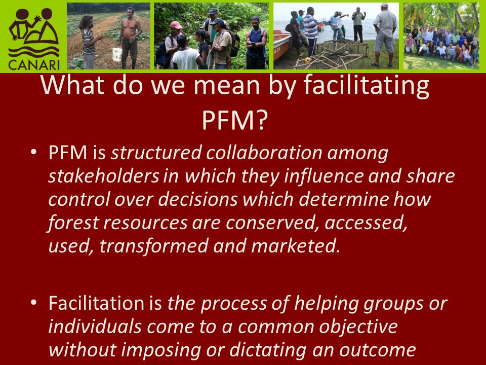 What do we mean by facilitating PFM.