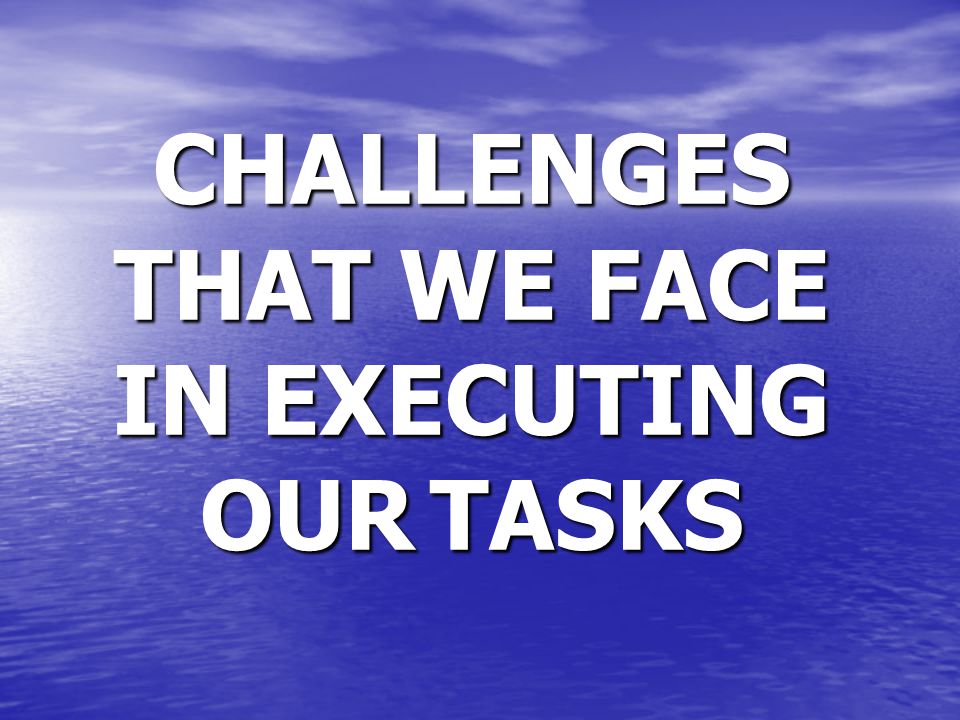 CHALLENGES THAT WE FACE IN EXECUTING OUR TASKS