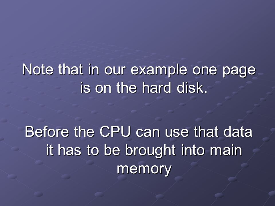 Note that in our example one page is on the hard disk.