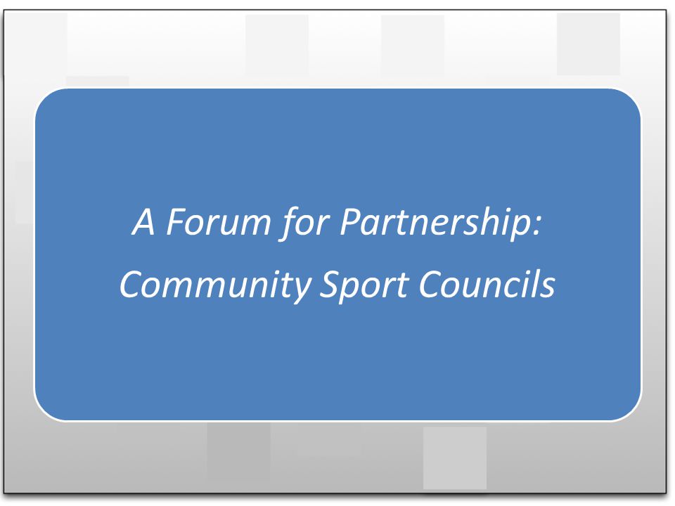 A Forum for Partnership: Community Sport Councils